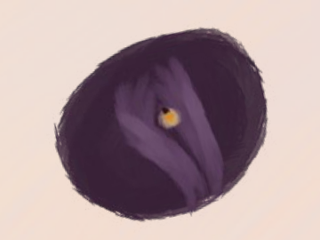 A firefly glowing inside cupped, painted darkness